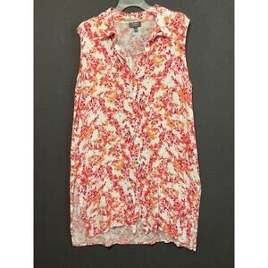 Ninety Clothing Co Women's L Button Front Sleeveless Floral Rayon Dress
